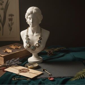 Chloe + Isabel Blue and Gold Statement Necklace-only 1